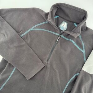 Eddie Bauer First Ascent Fleece Pullover Womens M Grey 1/4 Zip Arm Pocket Hiking